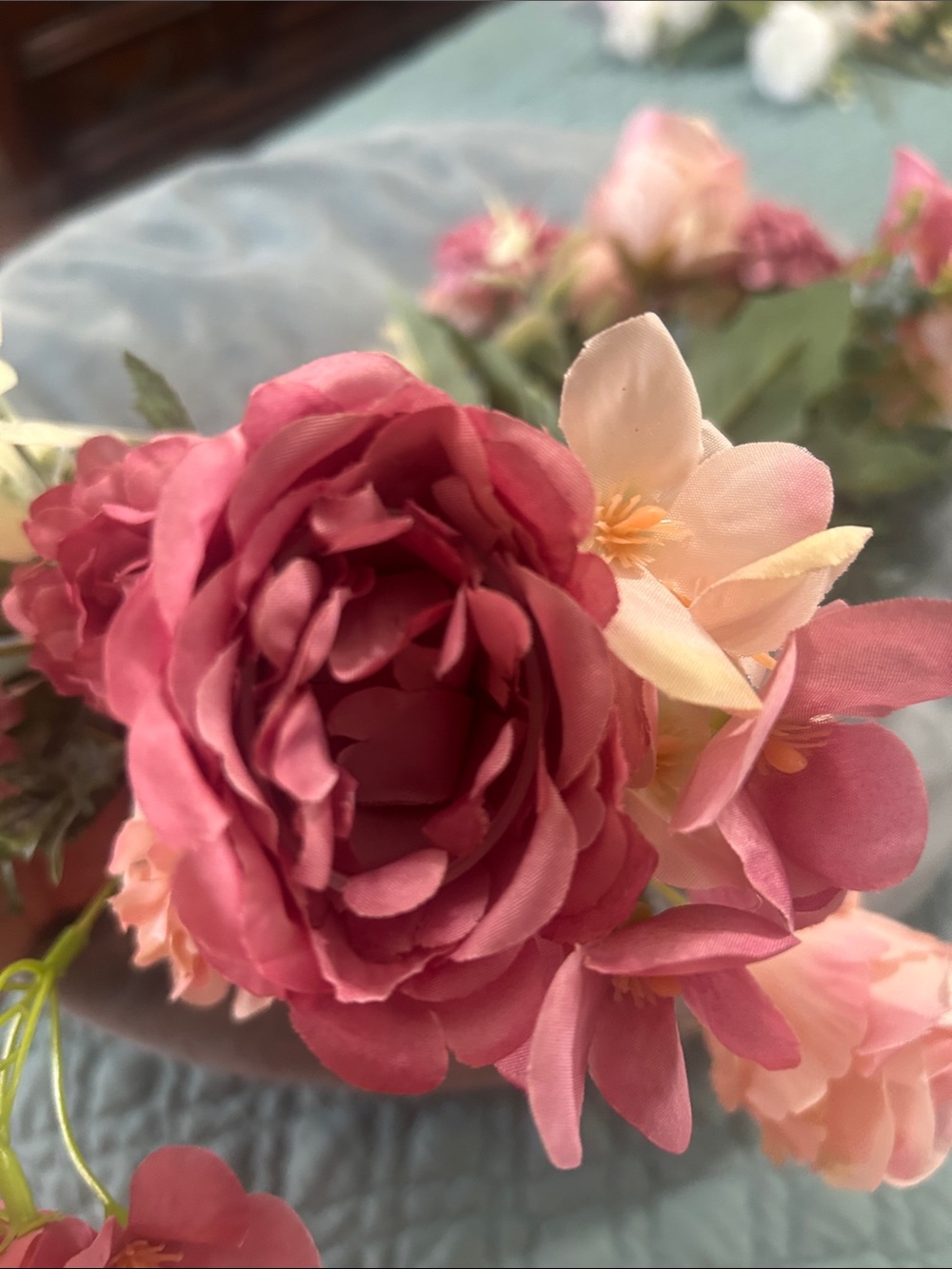Pink Artificial Flower Bouquet Home Accent - Picture 3 of 3